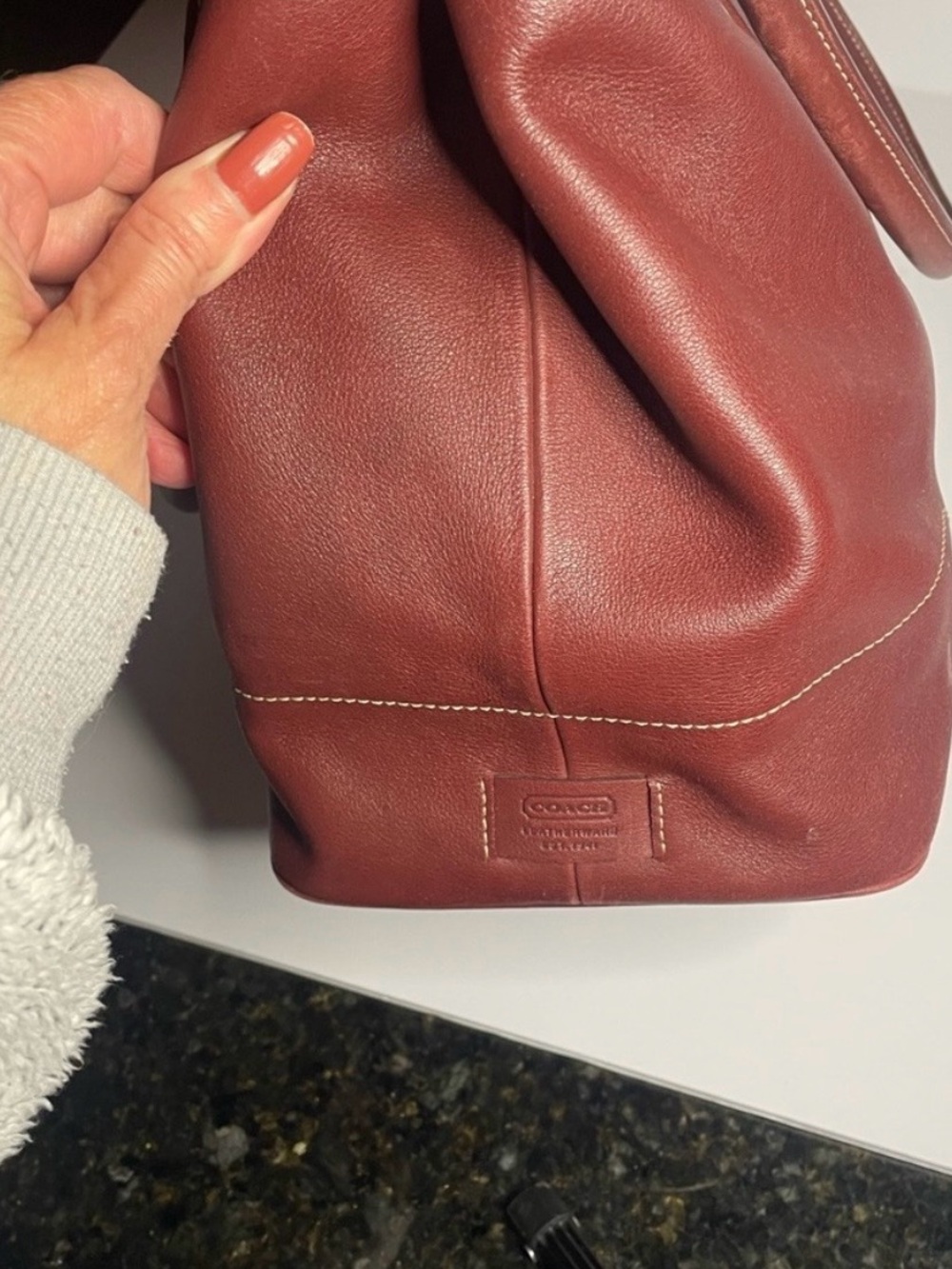 Vintage Coach Hampton Leather Tote #7757 Cognac Brown - Picture 3 of 7